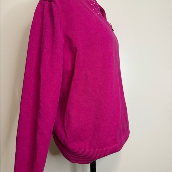 Christine Alexander Pink Quarter-Zip Sweater with Rhinestone Detail size XL - Picture 5 of 11